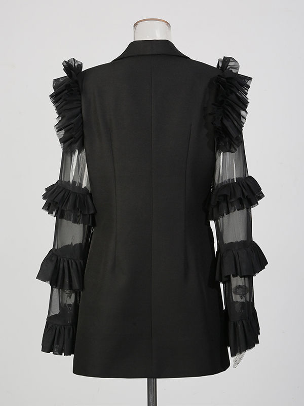 TWOTWINSTYLE Lapel Ruched Irregular Coat