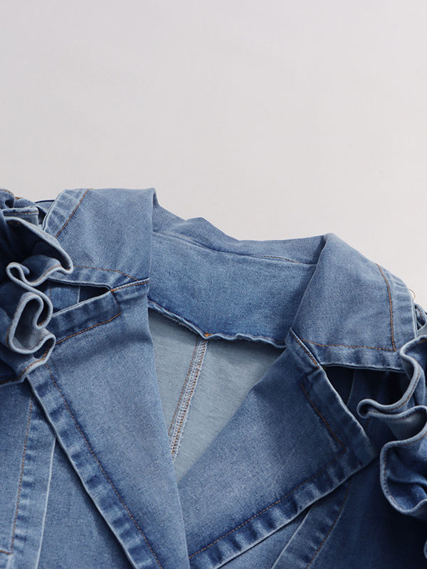 TWOTWINSTYLE Designer Lapel Pleated Patchwork Belt Trench