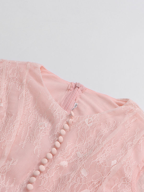 TWOTWINSTYLE Elegant Lace Ruched Mini Dress
