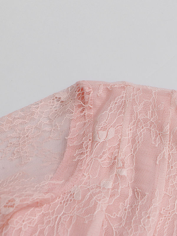 TWOTWINSTYLE Elegant Lace Ruched Mini Dress