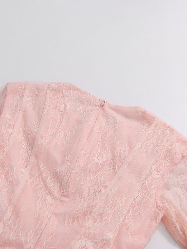 TWOTWINSTYLE Elegant Lace Ruched Mini Dress