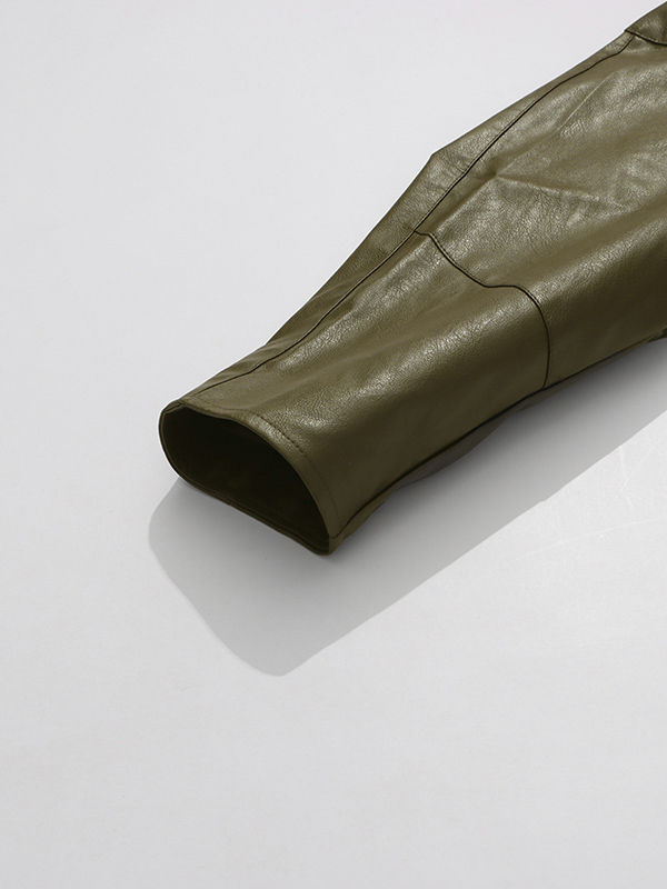 TWOTWINSTYLE Fashion Lapel PU Leather Coat