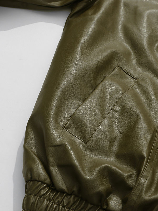 TWOTWINSTYLE Fashion Lapel PU Leather Coat