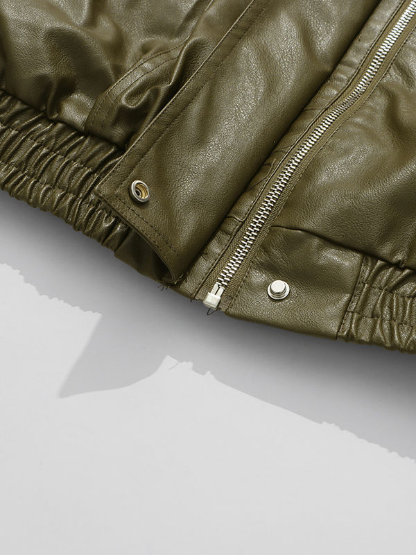 TWOTWINSTYLE Fashion Lapel PU Leather Coat