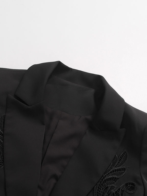 TWOTWINSTYLE Lapel Hollow Out Tunic Temperament Blazers