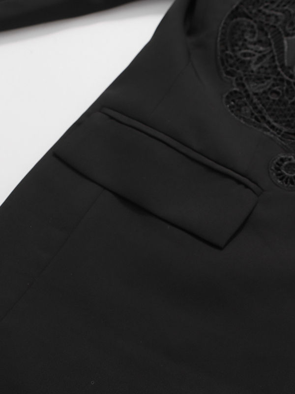 TWOTWINSTYLE Lapel Hollow Out Tunic Temperament Blazers