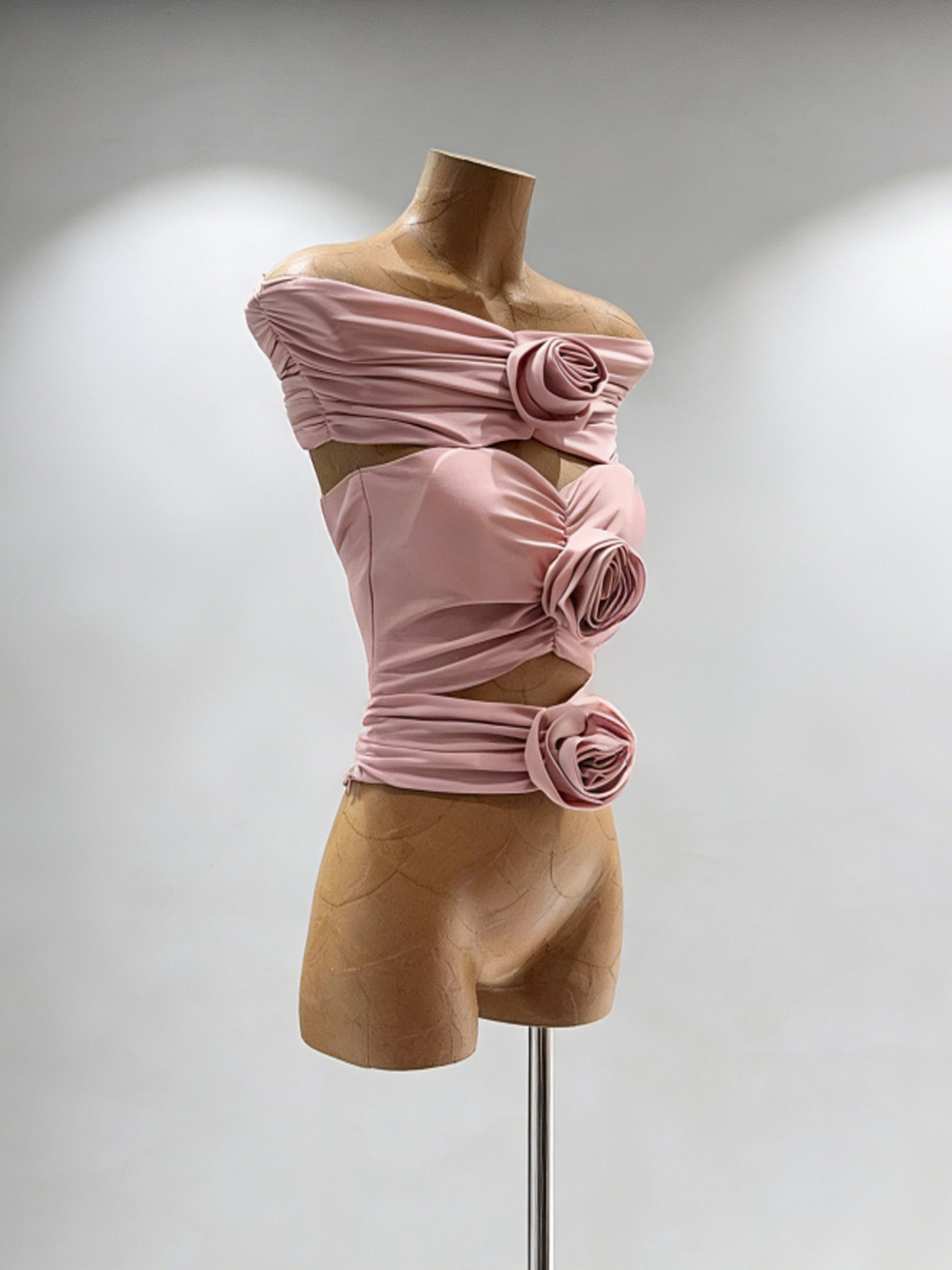 TWOTWINSTYLE Off Shoulder Hollow Out Patchwork 3D Flower Sexy Vest