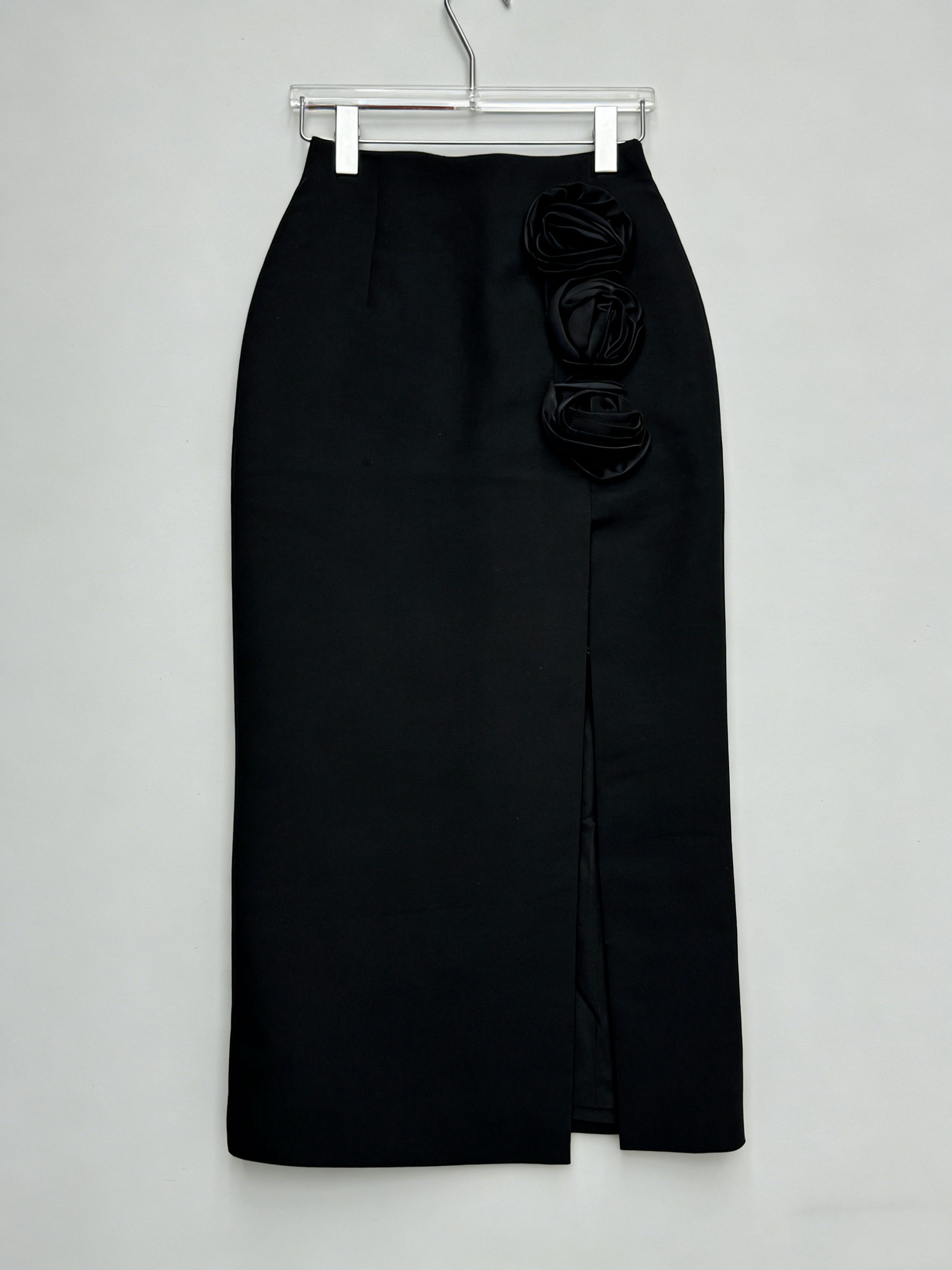 TWOTWINSTYLE Solid Spliced 3D Flower Side Split Skirt