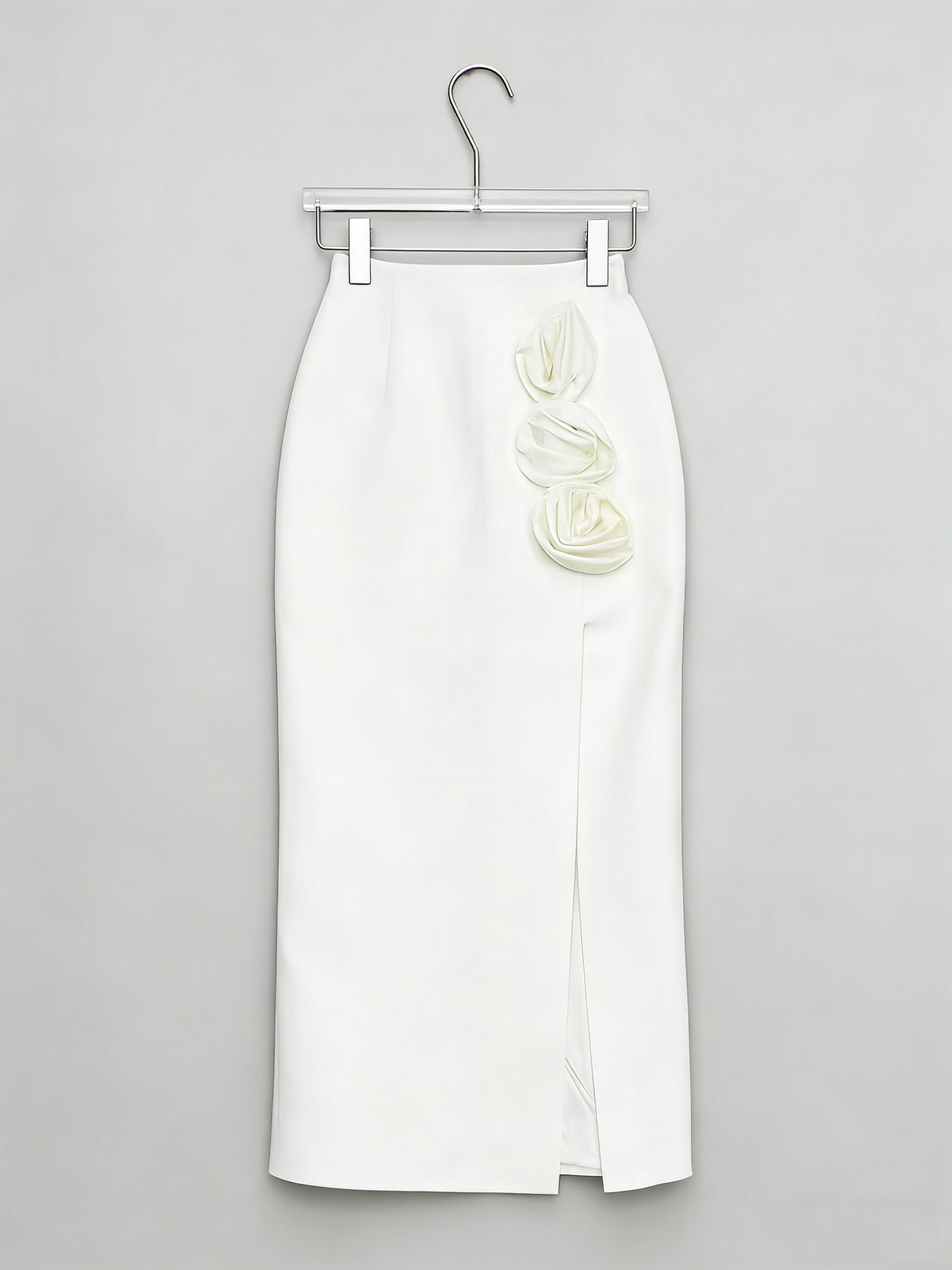 TWOTWINSTYLE Solid Spliced 3D Flower Side Split Skirt