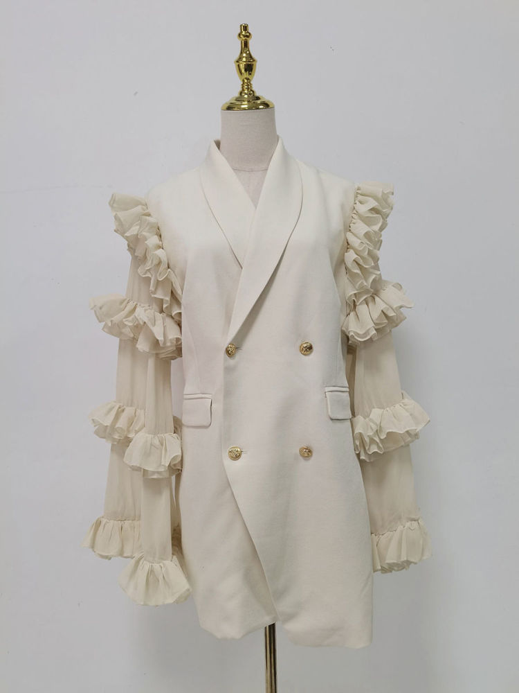 TWOTWINSTYLE Lapel Ruched Irregular Coat