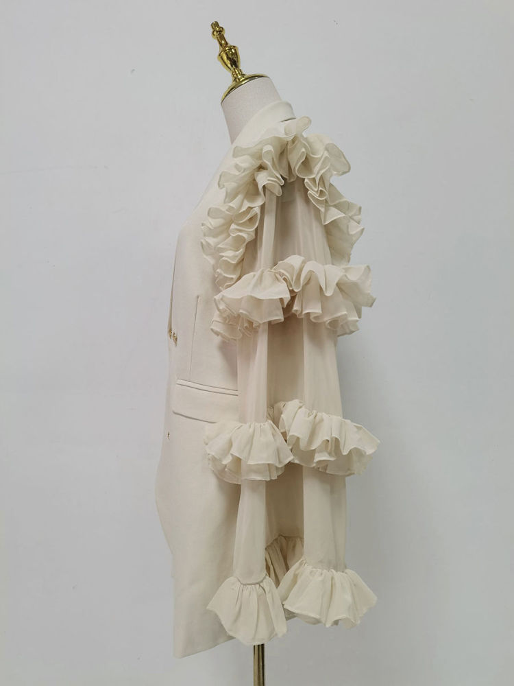 TWOTWINSTYLE Lapel Ruched Irregular Coat