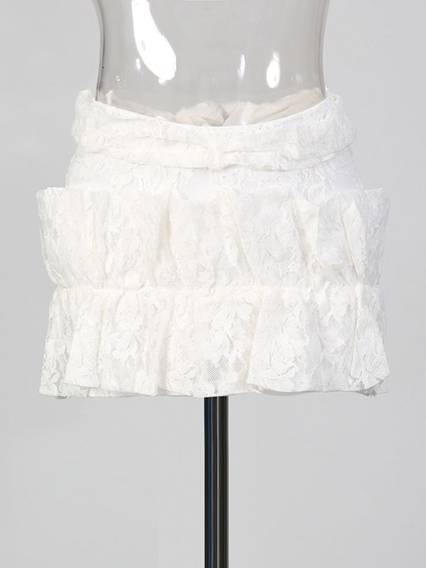 TWOTWINSTYLE Lace Hollow Out Patchwork Shorts Two Piece Set