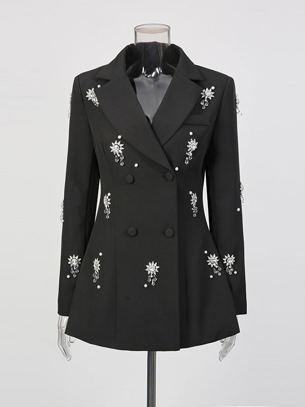 TWOTWINSTYLE Spliced Diamond High Waist Blazers