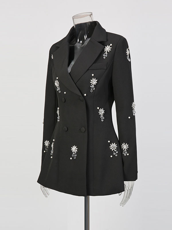 TWOTWINSTYLE Spliced Diamond High Waist Blazers