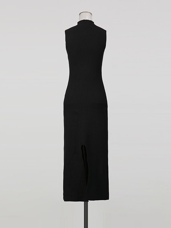 TWOTWINSTYLE Solid Stand Collar Slimming Dress