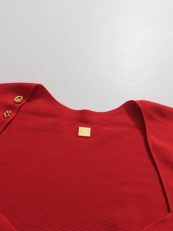 TWOTWINSTYLE Solid Stand Collar Slimming Dress