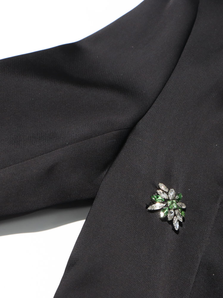 TWOTWINSTYLE Hit Color Lapel Spliced Diamond High Waist Elegant Dress