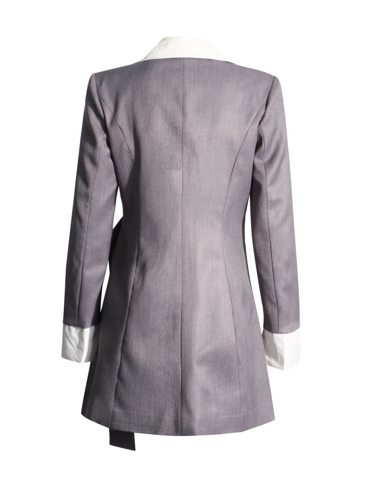 TWOTWINSTYLE Hit Color Lapel Tunic Patchwork Belt Temperament Coat