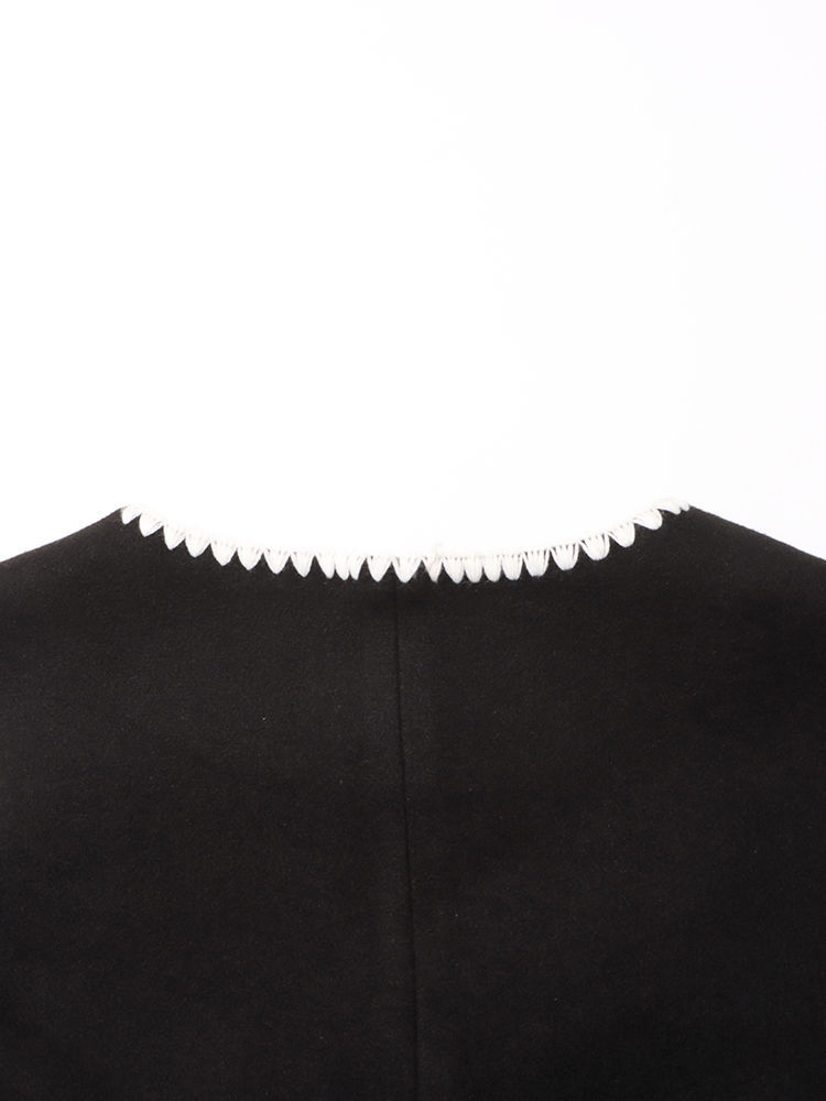 TWOTWINSTYLE Round Neck Patchwork Shawl Casual Coat