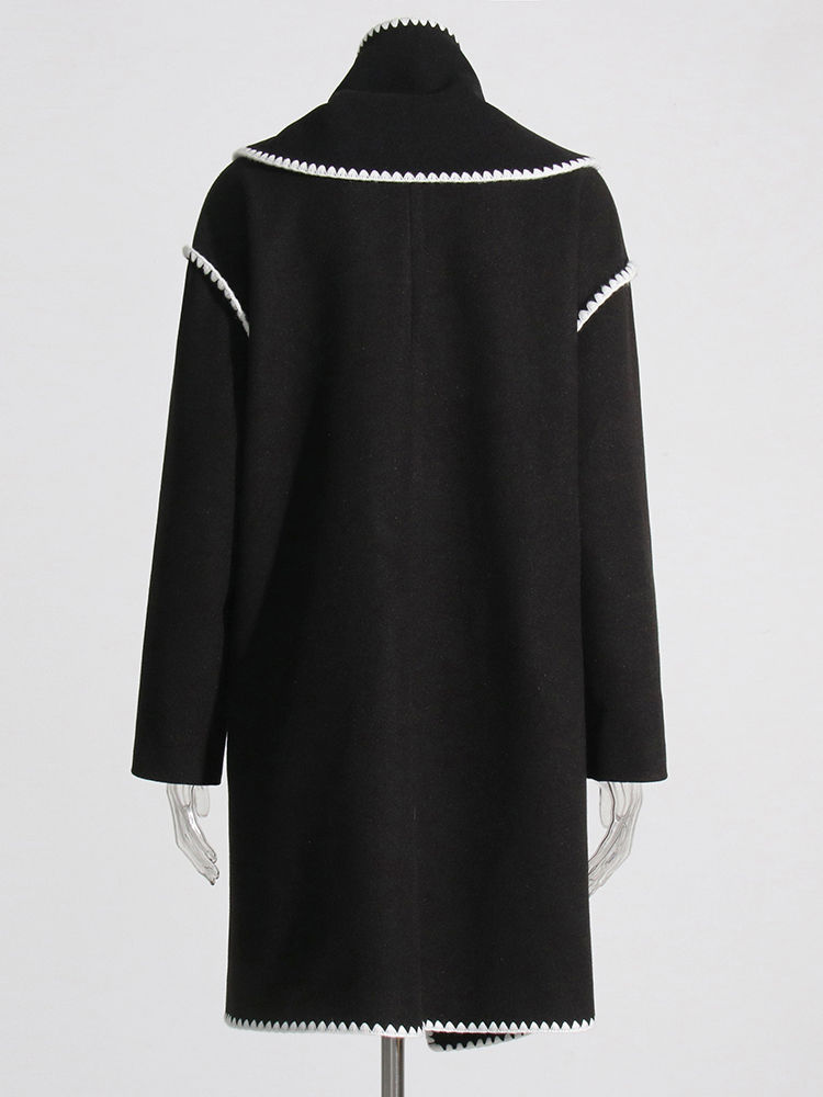 TWOTWINSTYLE Round Neck Patchwork Shawl Casual Coat