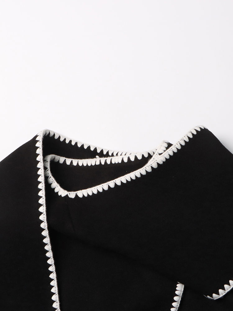 TWOTWINSTYLE Round Neck Patchwork Shawl Casual Coat