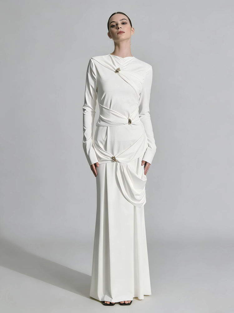 TWOTWINSTYLE Solid High Waist Slimming Designer Dress