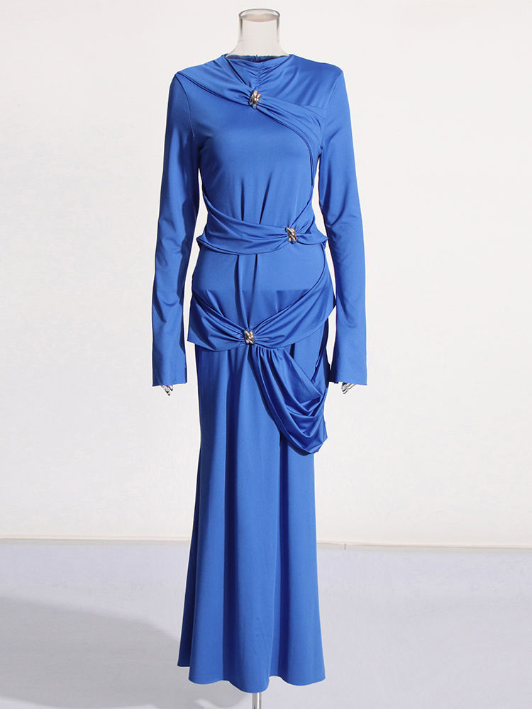 TWOTWINSTYLE Solid High Waist Slimming Designer Dress