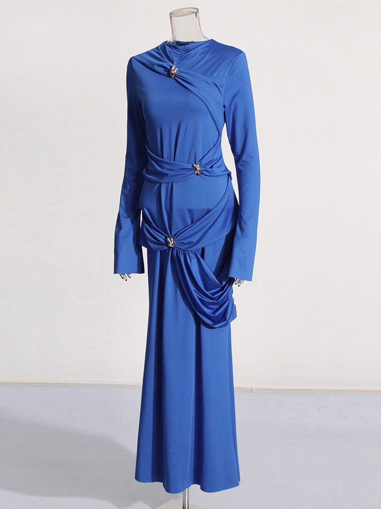 TWOTWINSTYLE Solid High Waist Slimming Designer Dress