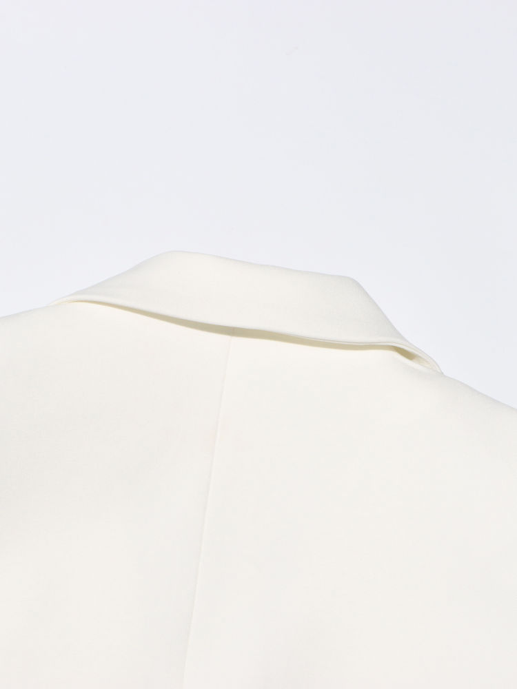 TWOTWINSTYLE Solid Lapel Long Sleeve Spliced Mesh