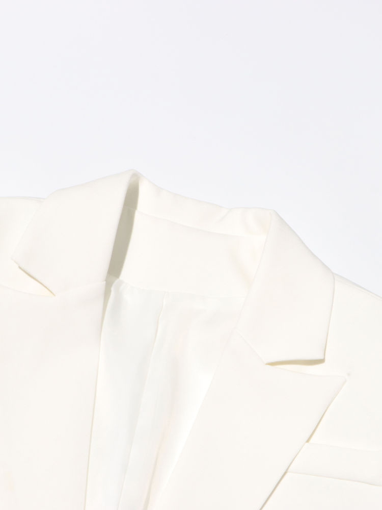TWOTWINSTYLE Solid Lapel Long Sleeve Spliced Mesh