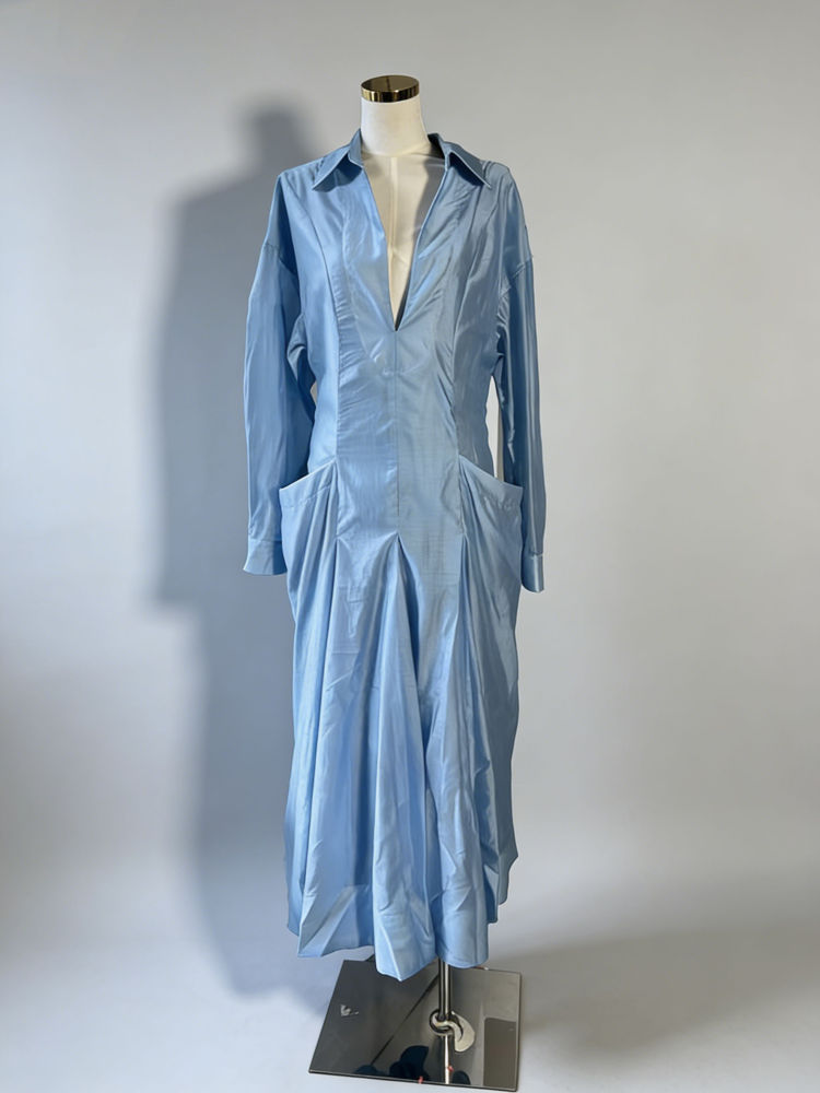 TWOTWINSTYLE Solid Lapel Tunic Designer Dress