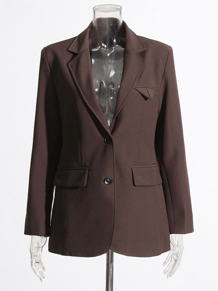TWOTWINSTYLE Solid Lapel Tunic Vintage Blazers