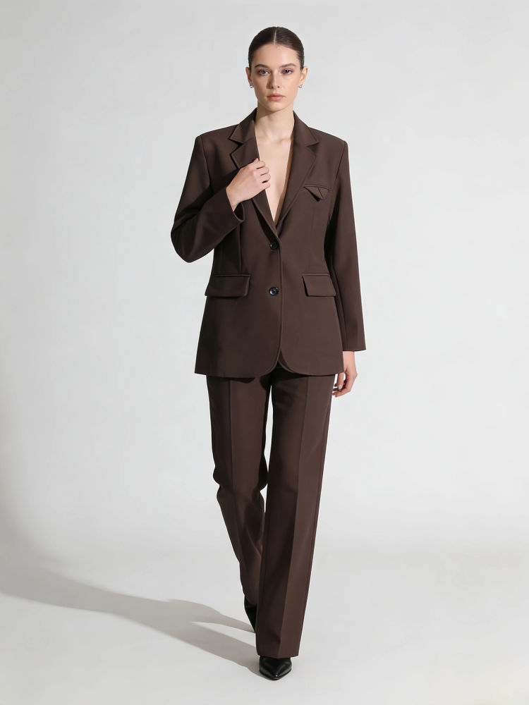 TWOTWINSTYLE Solid Lapel Tunic Vintage Blazers