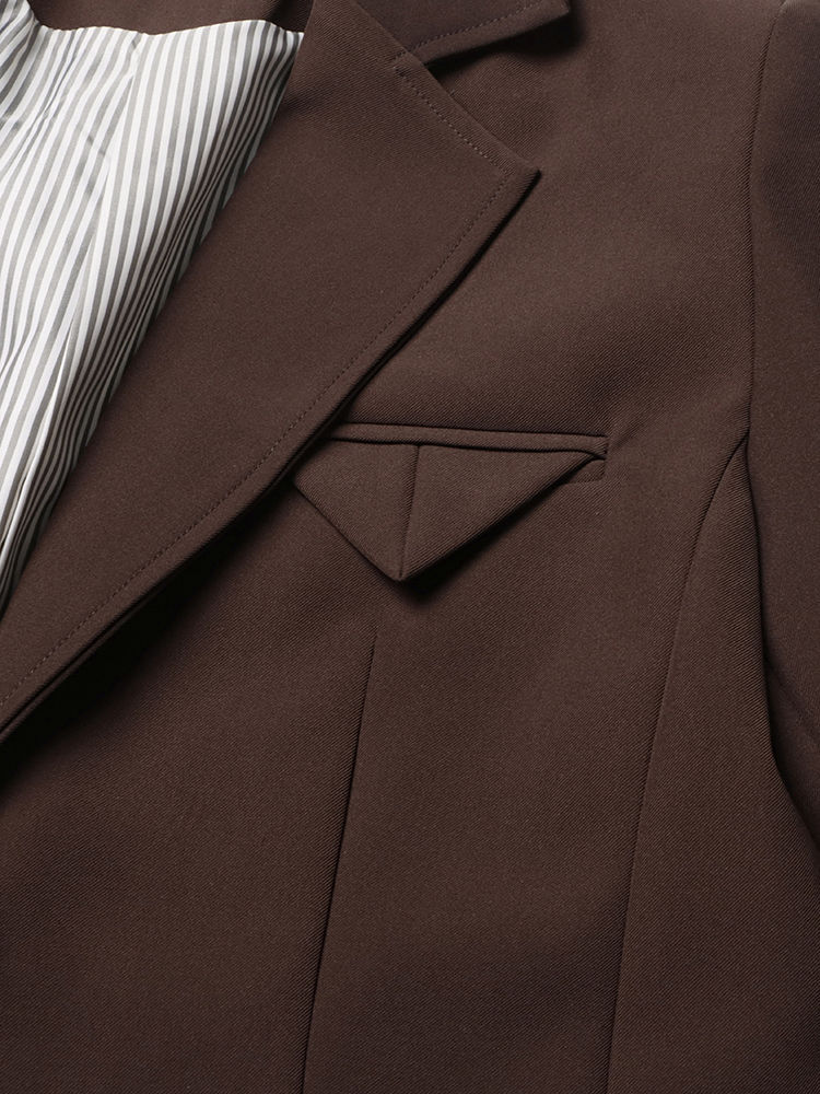TWOTWINSTYLE Solid Lapel Tunic Vintage Blazers