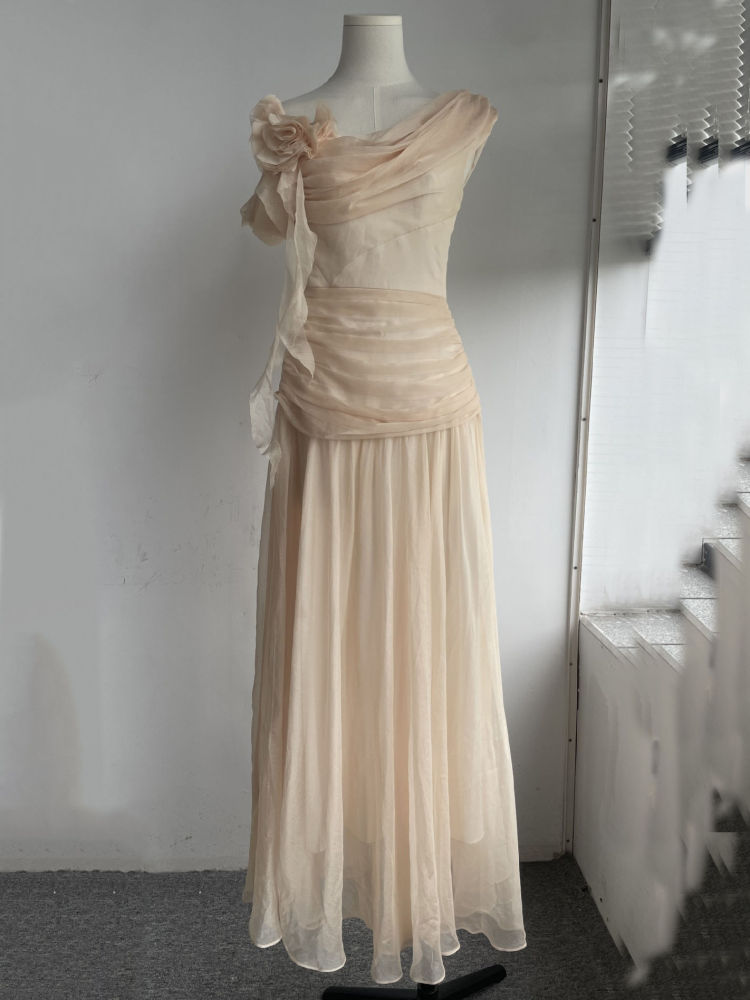 TWOTWINSTYLE Solid Off Shoulder Tunic Pleated Elegant Dress