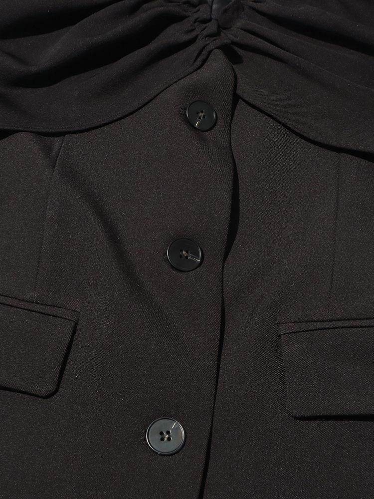TWOTWINSTYLE V Neck Ruched Slimming Designer Coat