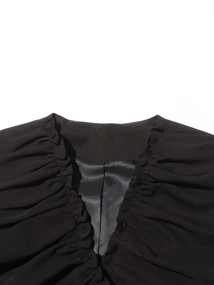 TWOTWINSTYLE V Neck Ruched Slimming Designer Coat