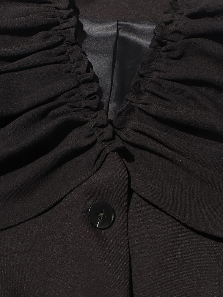 TWOTWINSTYLE V Neck Ruched Slimming Designer Coat