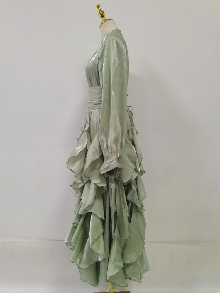 TWOTWINSTYLE Loose Patchwork Lace Up Designer Maxi Dress