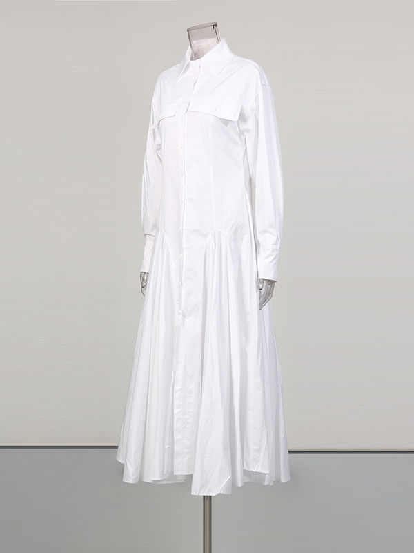 TWOTWINSTYLE High Waist Ruched Temperament Midi Dress