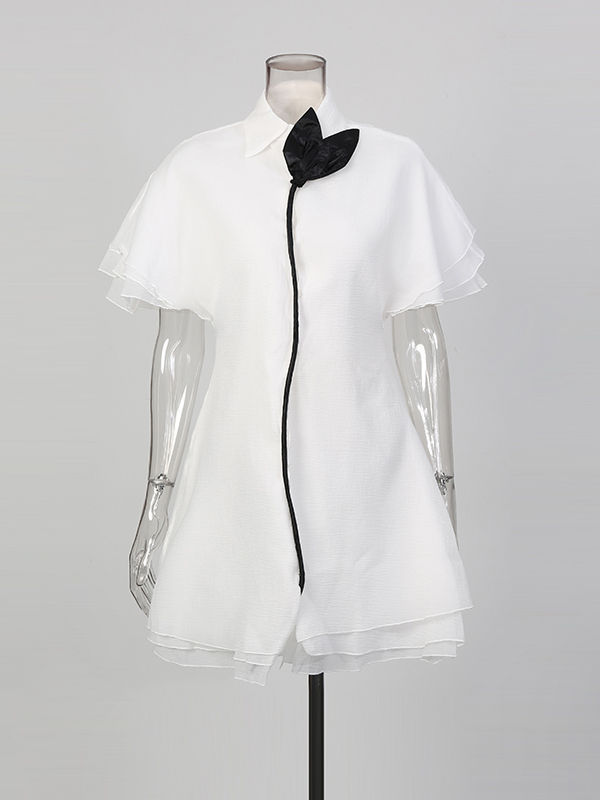 TWOTWINSTYLE Hit Color High Waist Ruffles Short Dress