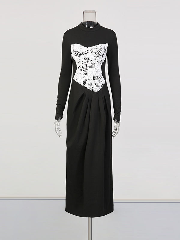 TWOTWINSTYLE Spliced Lace Hit Color Dress
