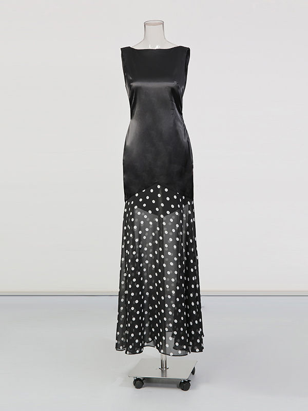 TWOTWINSTYLE Sleeveless Patchwork Wave Point Dress
