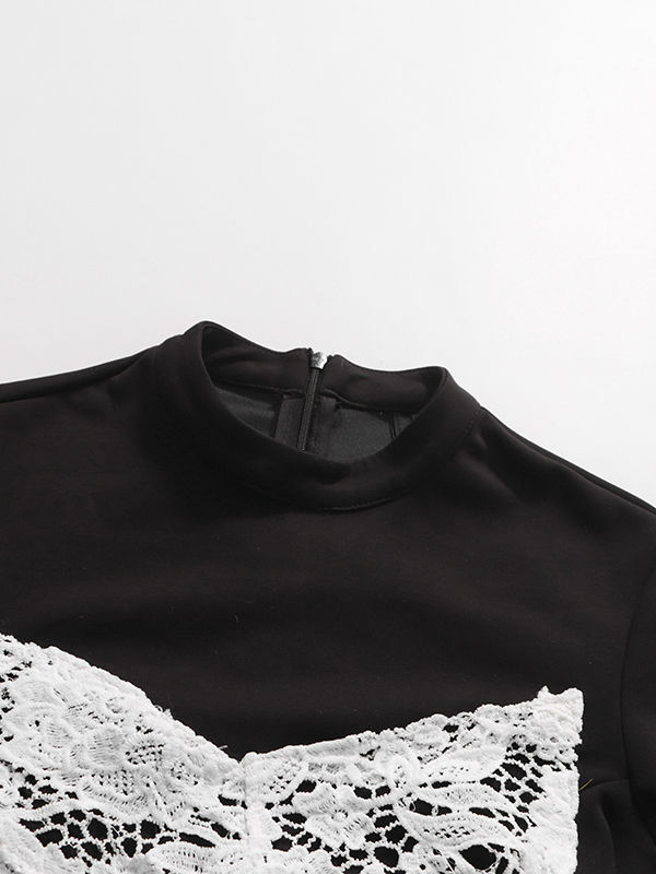 TWOTWINSTYLE Spliced Lace Hit Color Dress