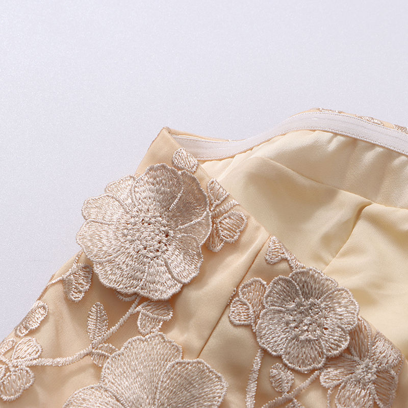 TWOTWINSTYLE Patchwork 3D Flower Strapless Top Ruched Skirt Two Piece Set