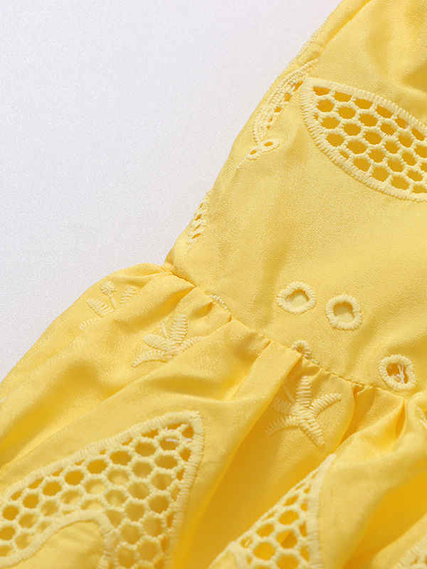TWOTWINSTYLE Designer Spliced Lace Up Embroidery Dress