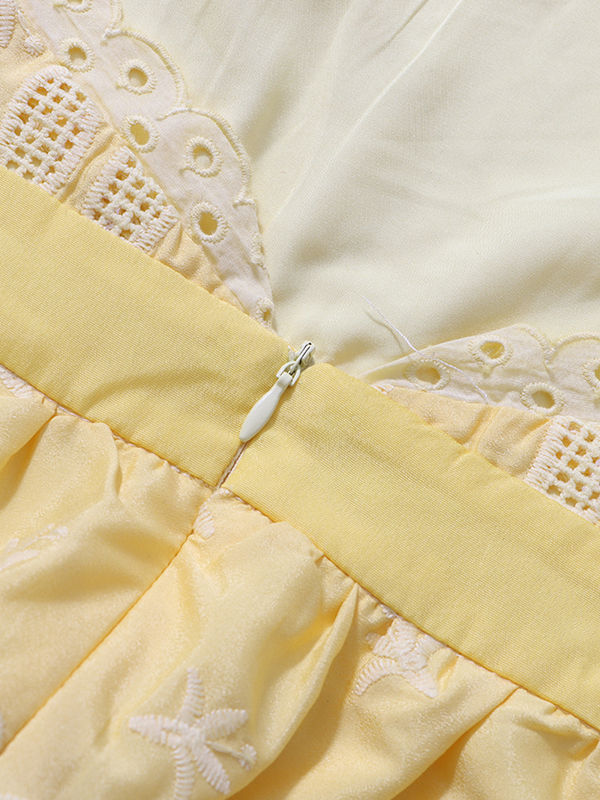 TWOTWINSTYLE Designer Spliced Lace Up Embroidery Dress