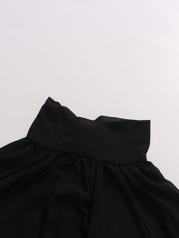 TWOTWINSTYLE Chiffon High Neck RIbbon Bat Sleeve Irregular Blouse