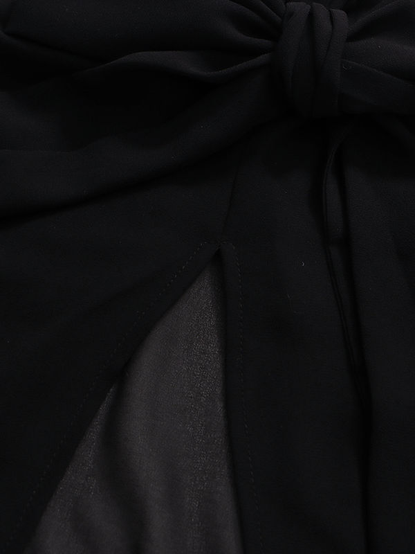 TWOTWINSTYLE Chiffon High Neck RIbbon Bat Sleeve Irregular Blouse