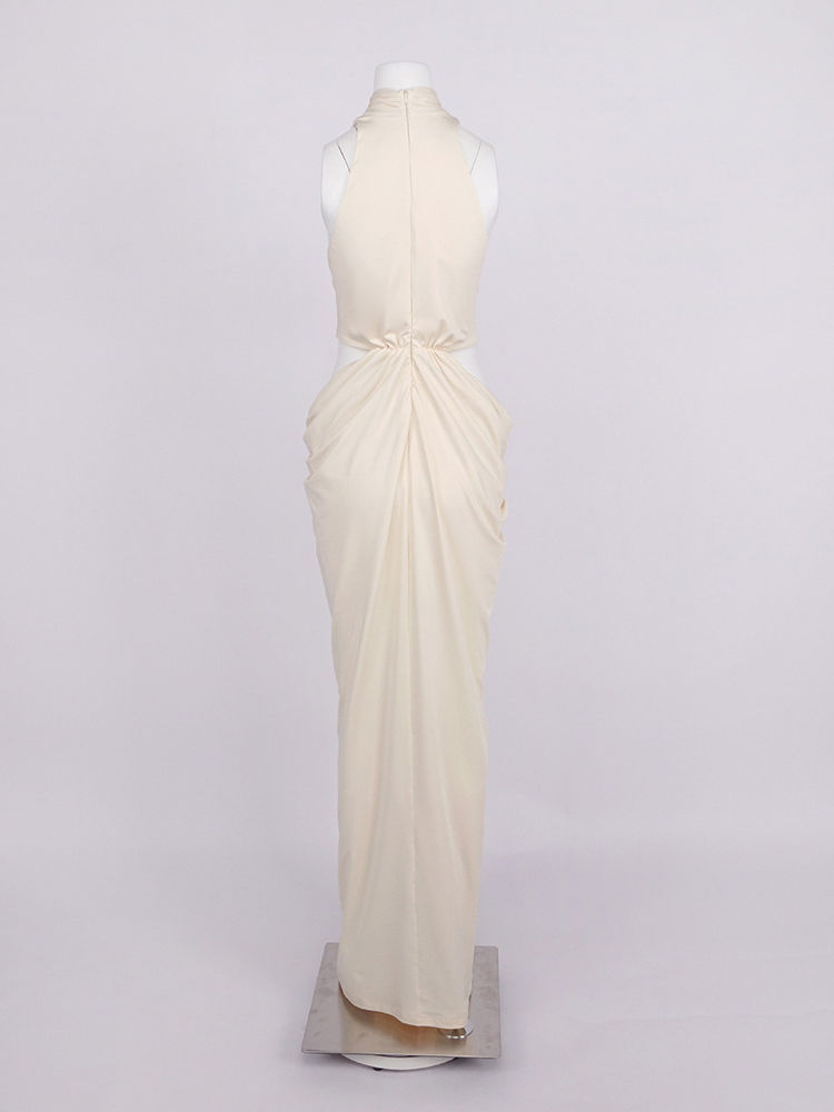TWOTWINSTYLE Stand Collar Hollow Out Sleeveless Dress